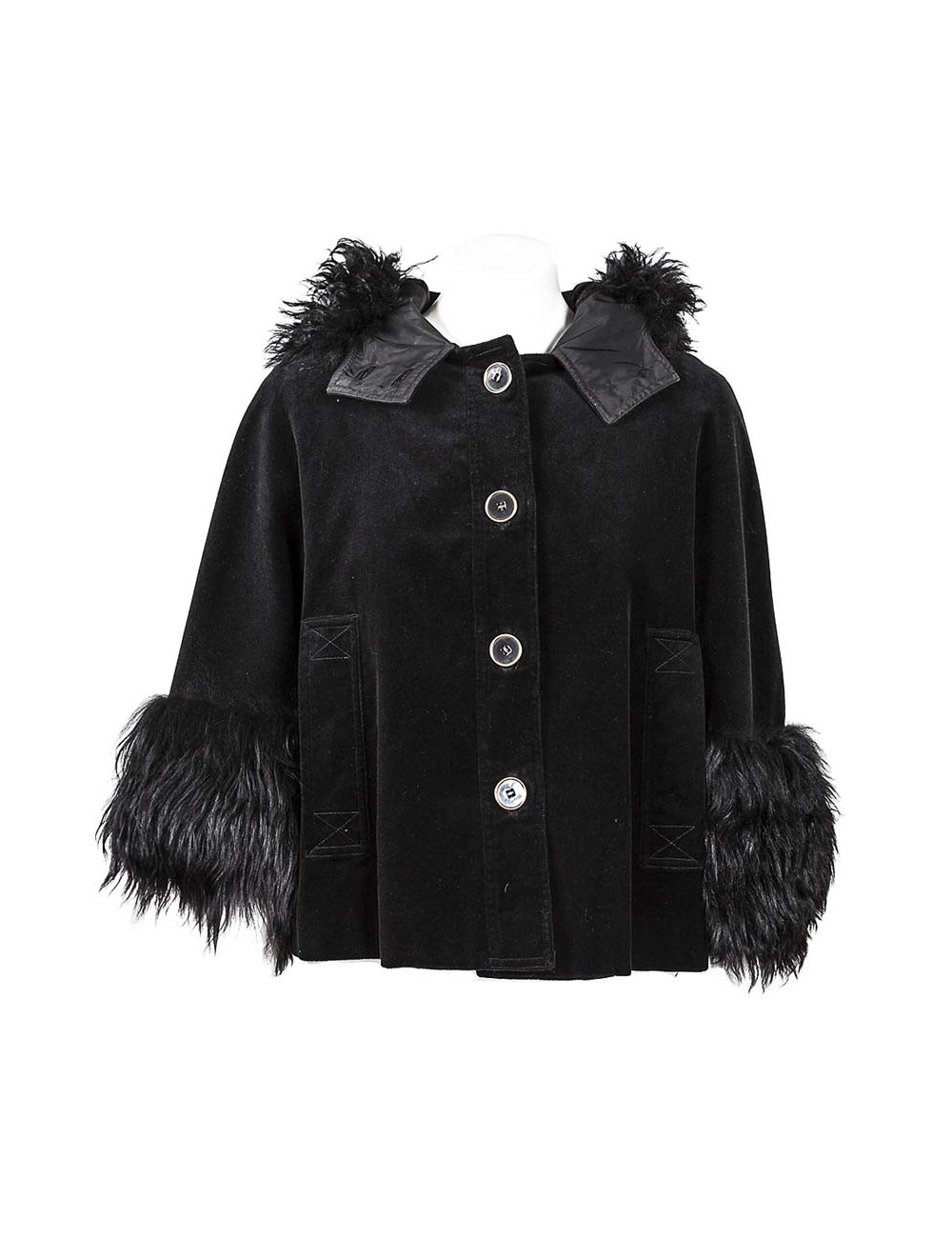 Veste DKNY en velours noir et fourrure