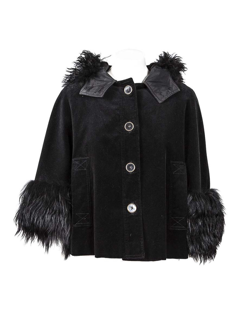DKNY jacket in black velvet and fur