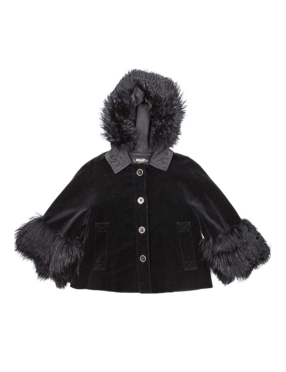 DKNY jacket in black velvet and fur