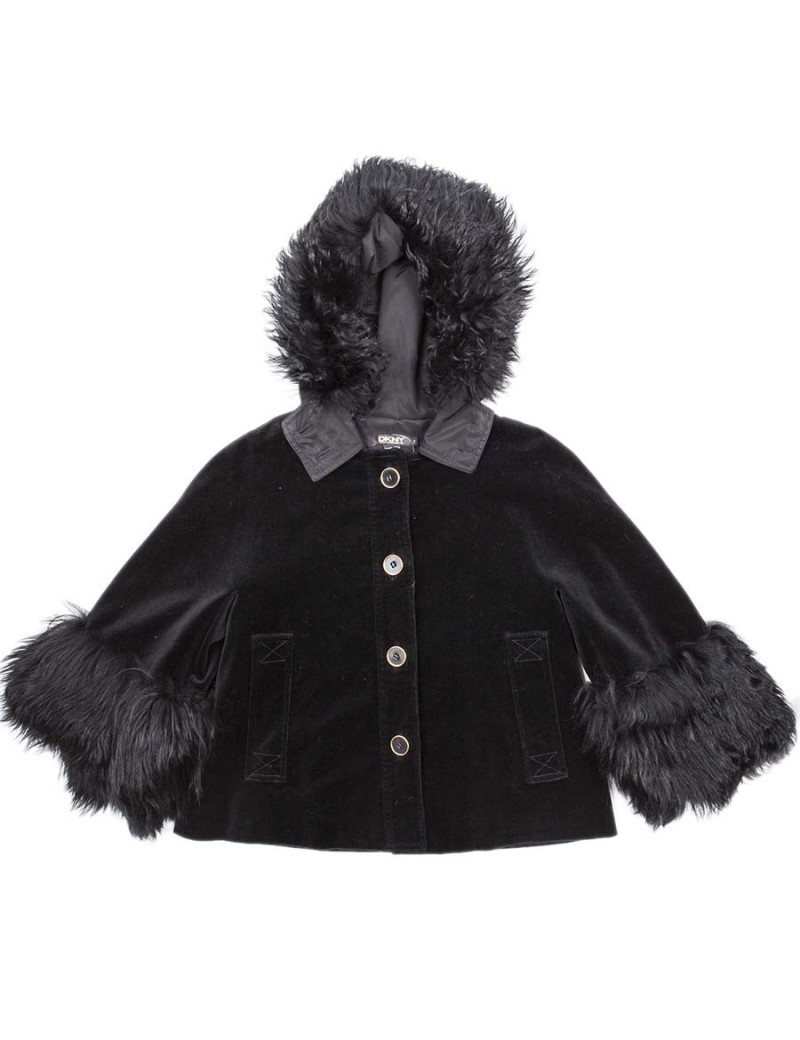 Veste DKNY en velours noir et fourrure