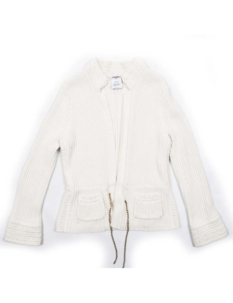 White CHANEL T 42 cotton long vest