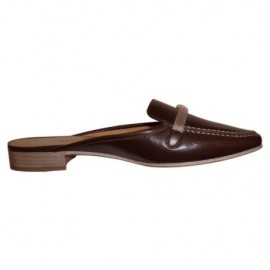 HERMES brown leather mules