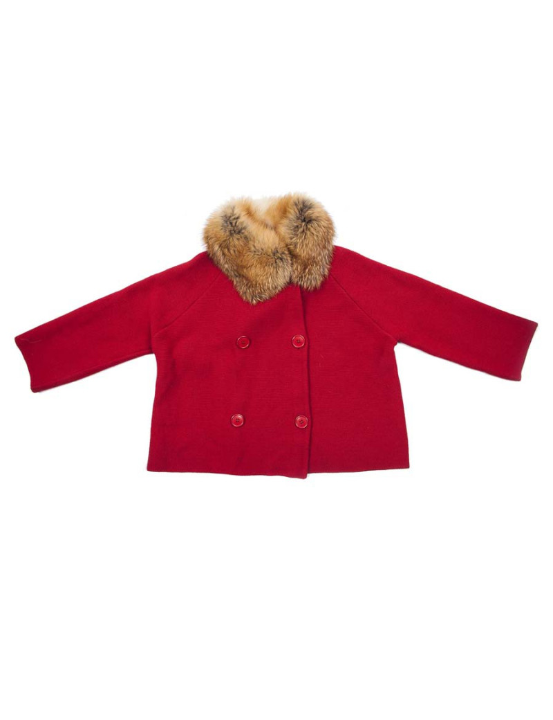 Gilet CHRISTIAN DIOR T36 laine rouge et fourrure