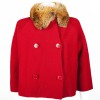 CHRISTIAN DIOR T36 red wool and fur jacket