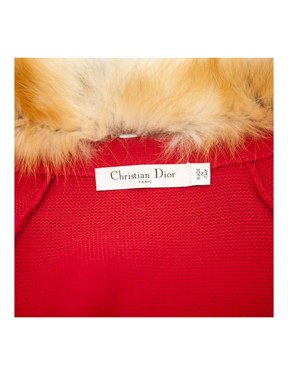 Gilet CHRISTIAN DIOR T36 laine rouge et fourrure
