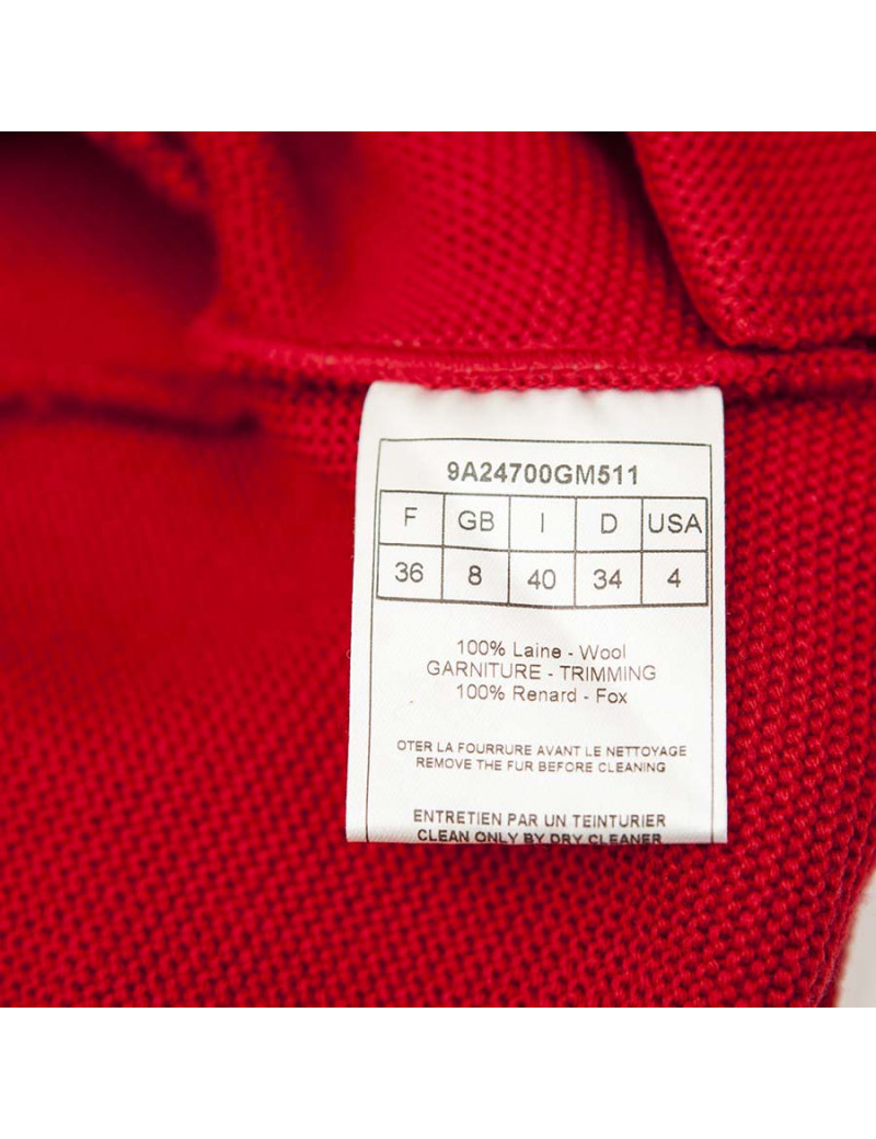 Gilet CHRISTIAN DIOR T36 laine rouge et fourrure