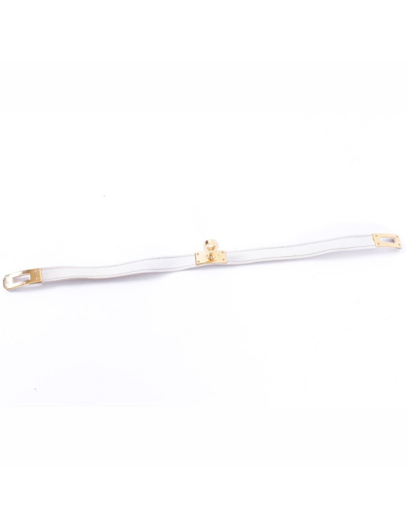 Bracelet 'Kelly double tour' cuir beige