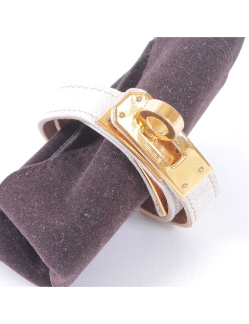 Bracelet 'Kelly double tour' cuir beige