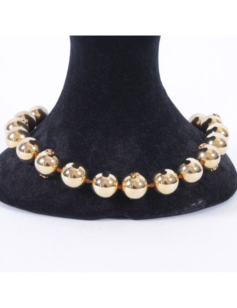 Collier CHANEL boules dorées 