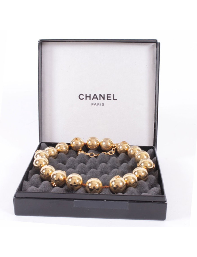 Collier CHANEL boules dorées 