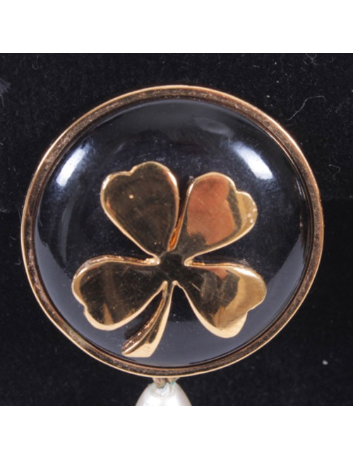 CHANEL Vintage pendant clip-on earrings in gilt metal, molten glass