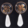 CHANEL Vintage pendant clip-on earrings in gilt metal, molten glass