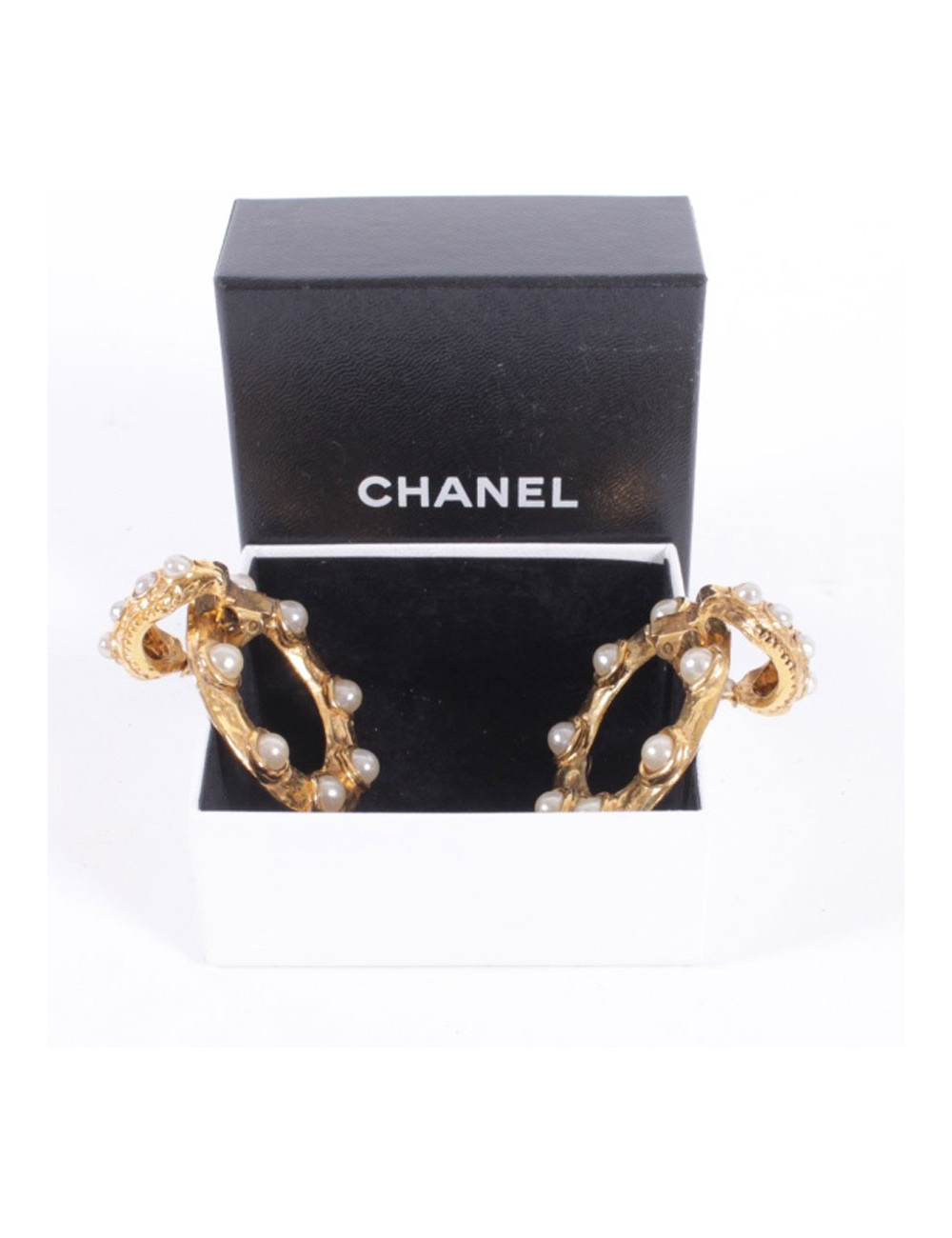 Boucles d'oreille Couture CHANEL clips pendants Vintage