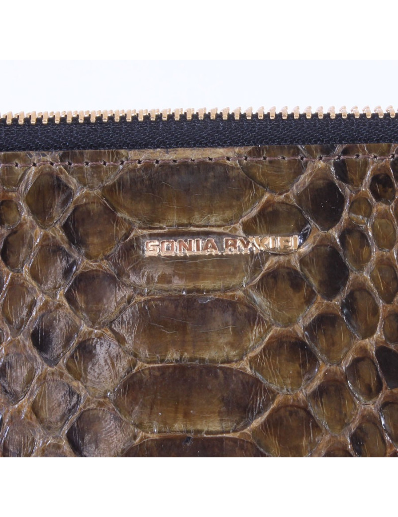 Pochette en python SONIA RYKIEL vert bronze