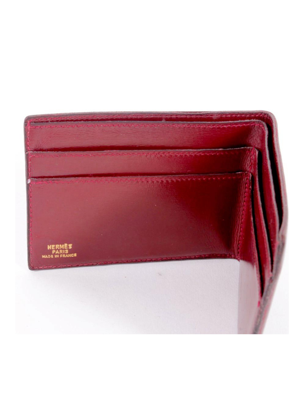 Porte-cartes HERMES en cuir box rouge H