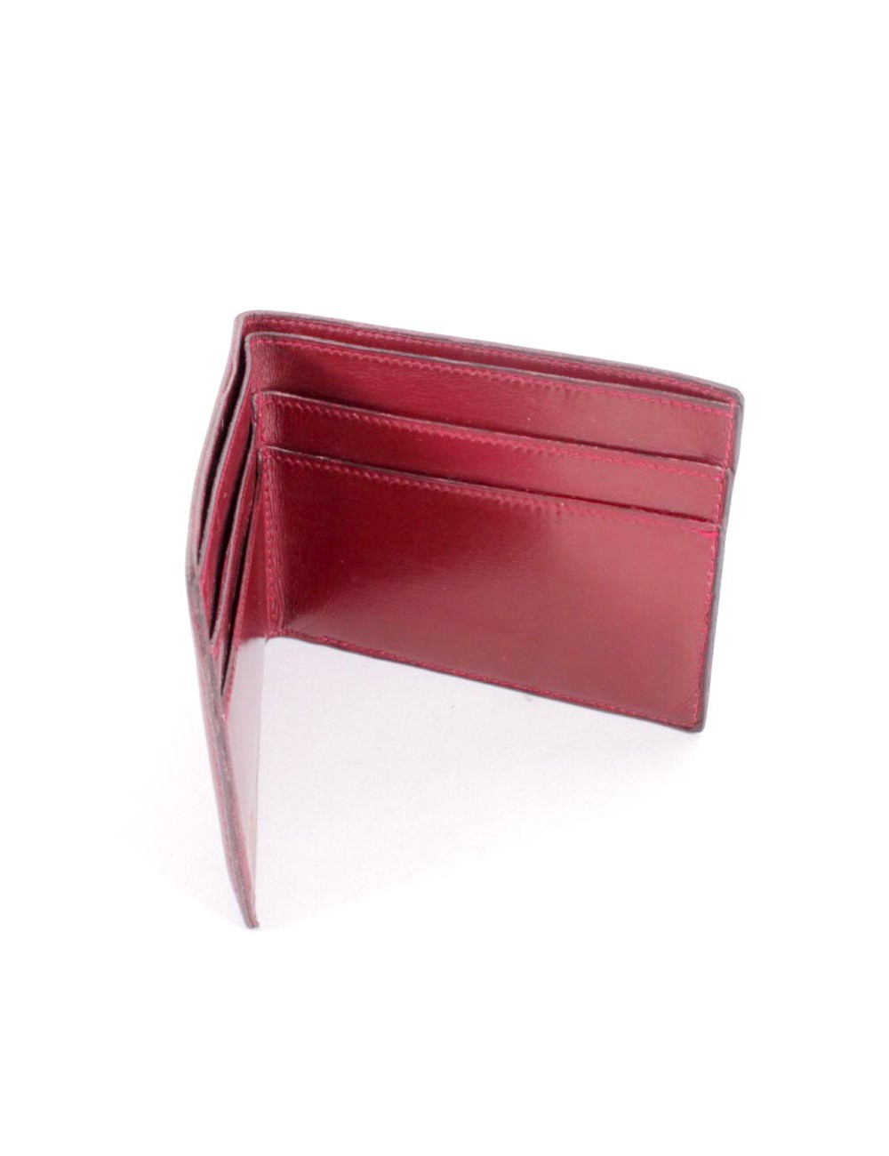 Porte-cartes HERMES en cuir box rouge H