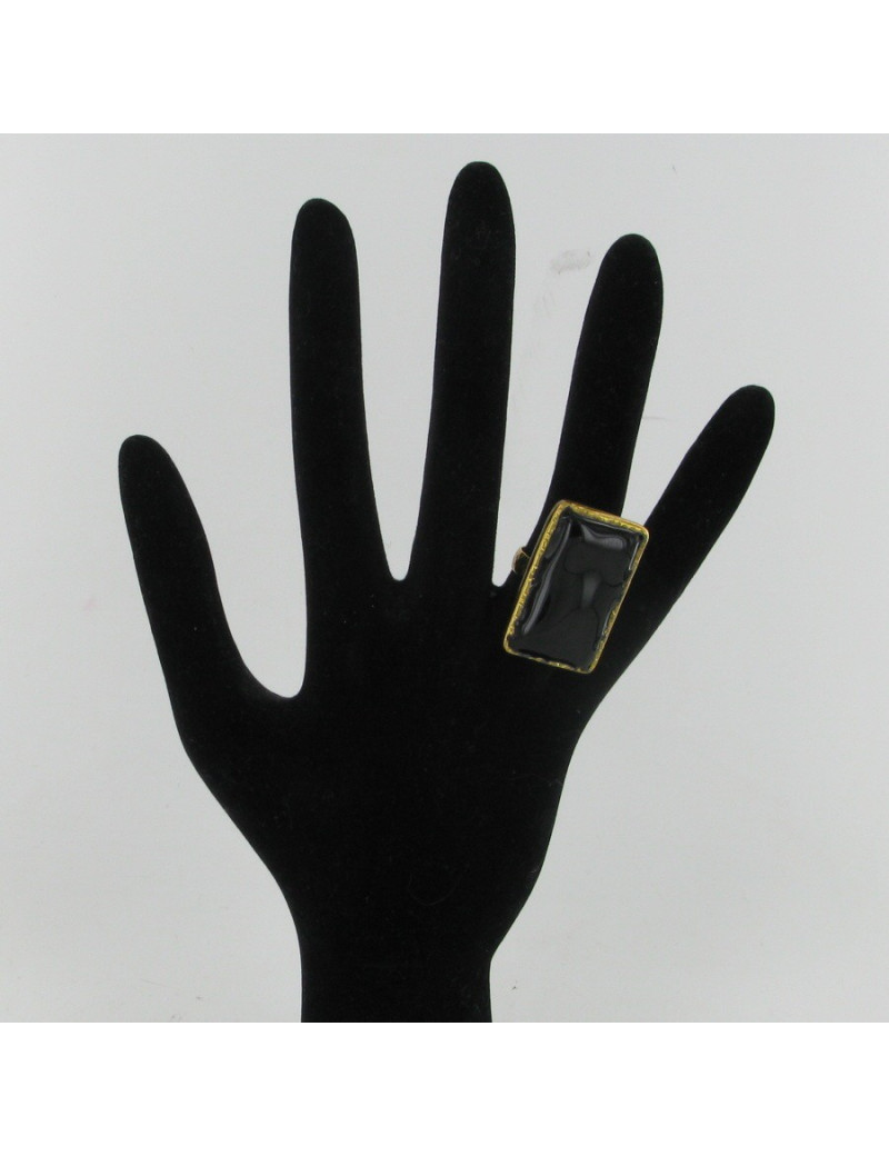 Bague pâte de verre noire MARGUERITE DE VALOIS