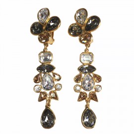 YSL YVES SAINT LAURENT dangling clips gold metal earrings