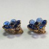 MARGUERITE of VALOIS clips blue glass paste earrings