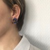 Boucles d'oreille clips MARGUERITE de VALOIS en pâte de verre bleue