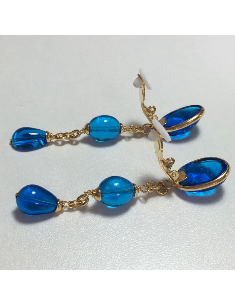 MARGUERITE de VALOIS blue molten glass clip-on earrings