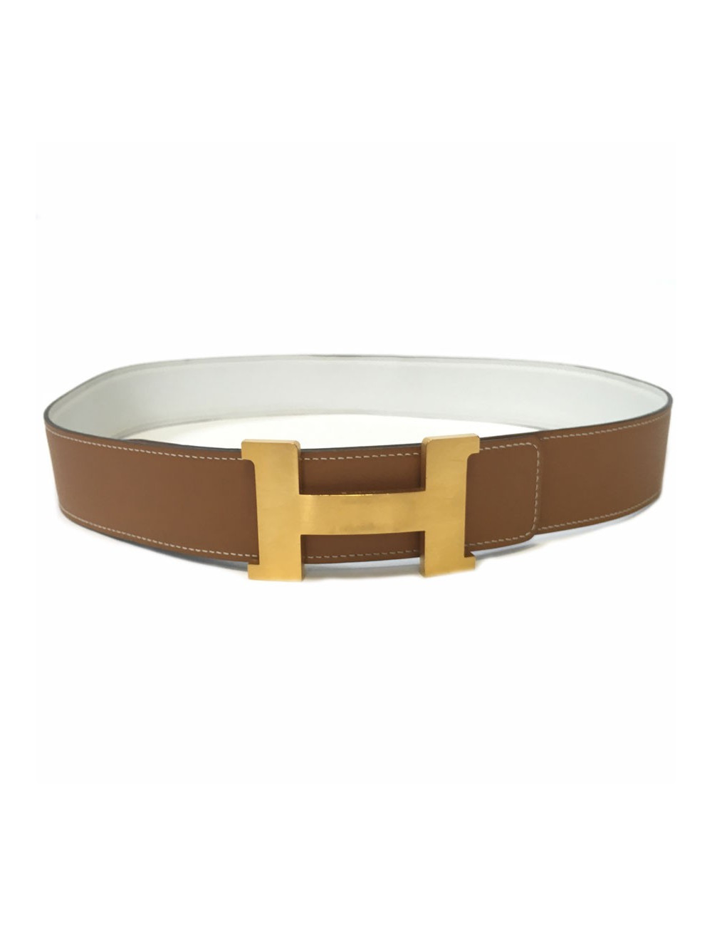 xxx Ceinture HERMES réversible gold et blanc T90