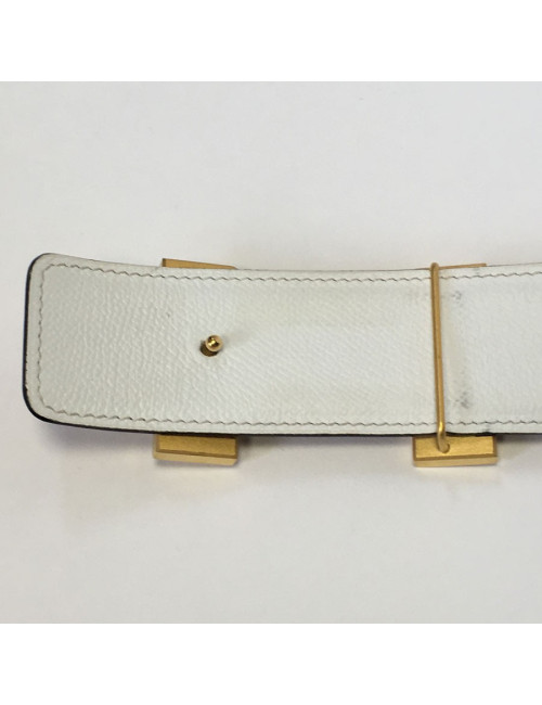 Belt HERMES reversible gold and white T90