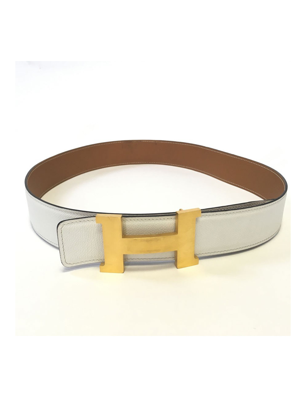 xxx Ceinture HERMES réversible gold et blanc T90