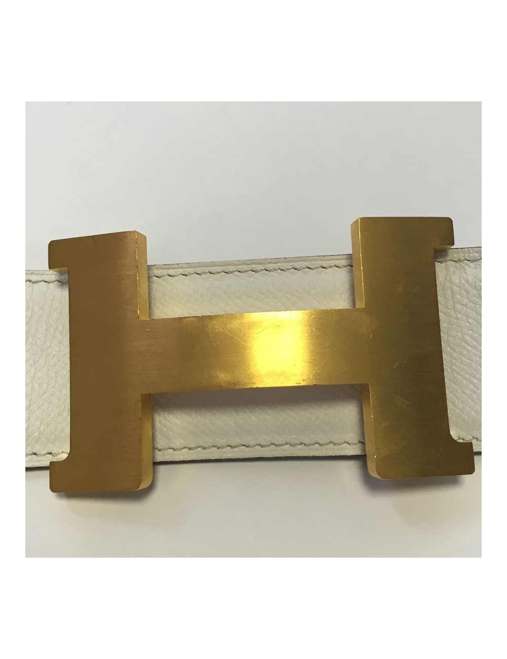 xxx Ceinture HERMES réversible gold et blanc T90