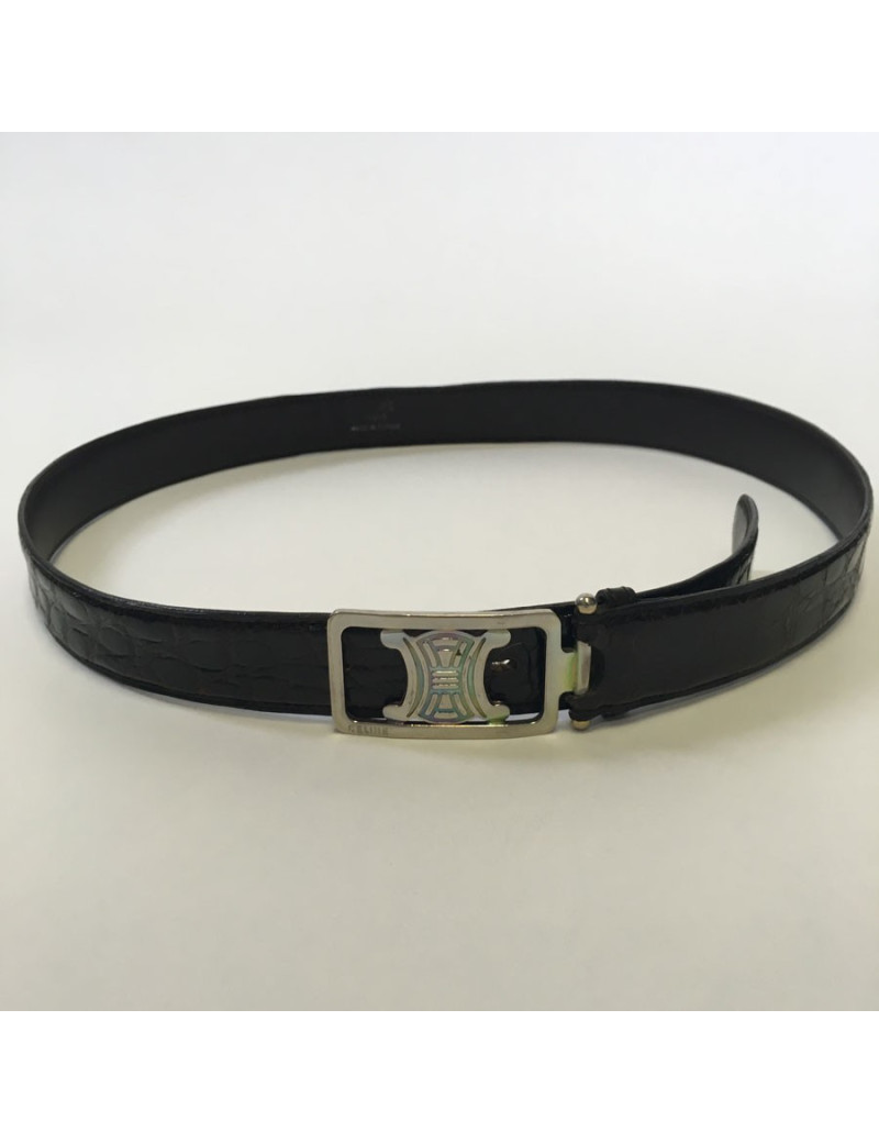 Belt CÉLINE vintage dark brown alligator
