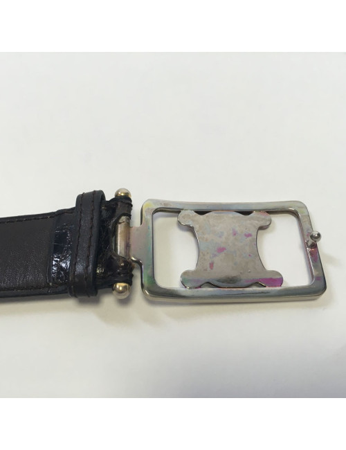 xxx Ceinture CELINE en croco marron foncé vintage