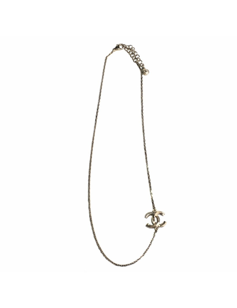 xxx Collier CHANEL CC en métal doré