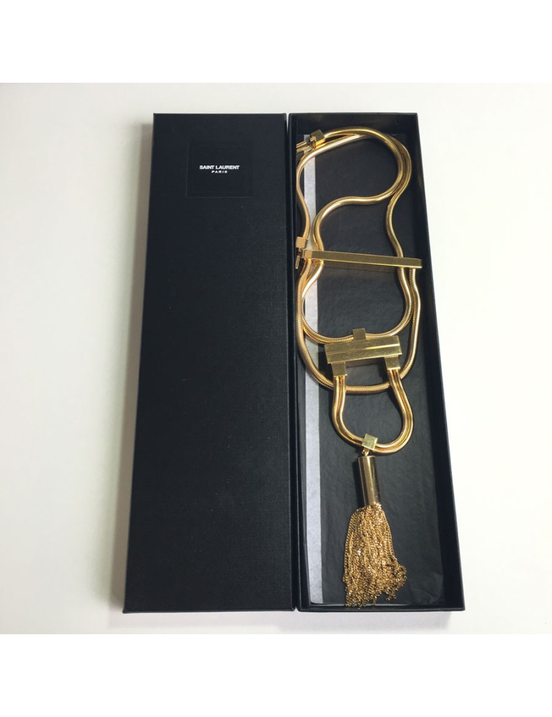 Sautoir YVES SAINT LAURENT en laiton doré