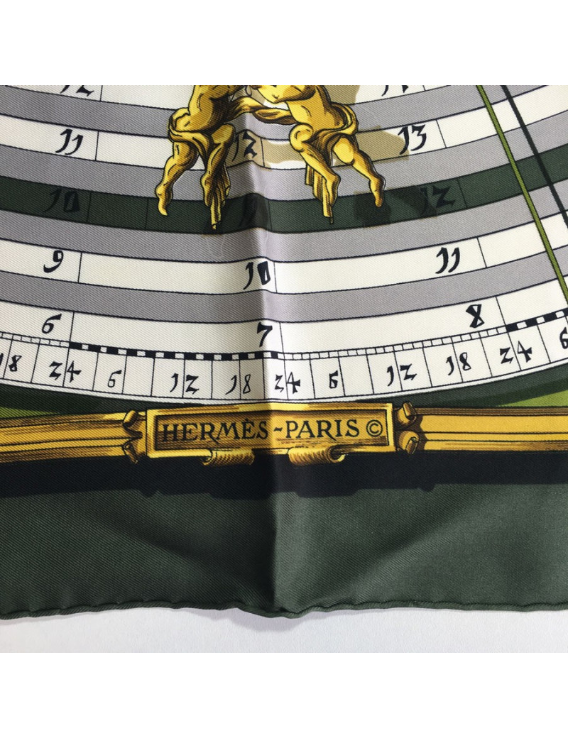 Hermès "Dies and Hore" Silk dark green
