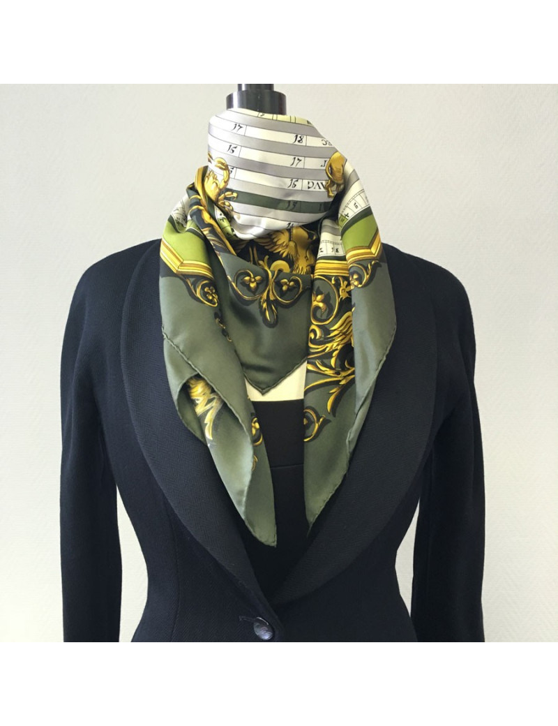 Hermès "Dies and Hore" Silk dark green