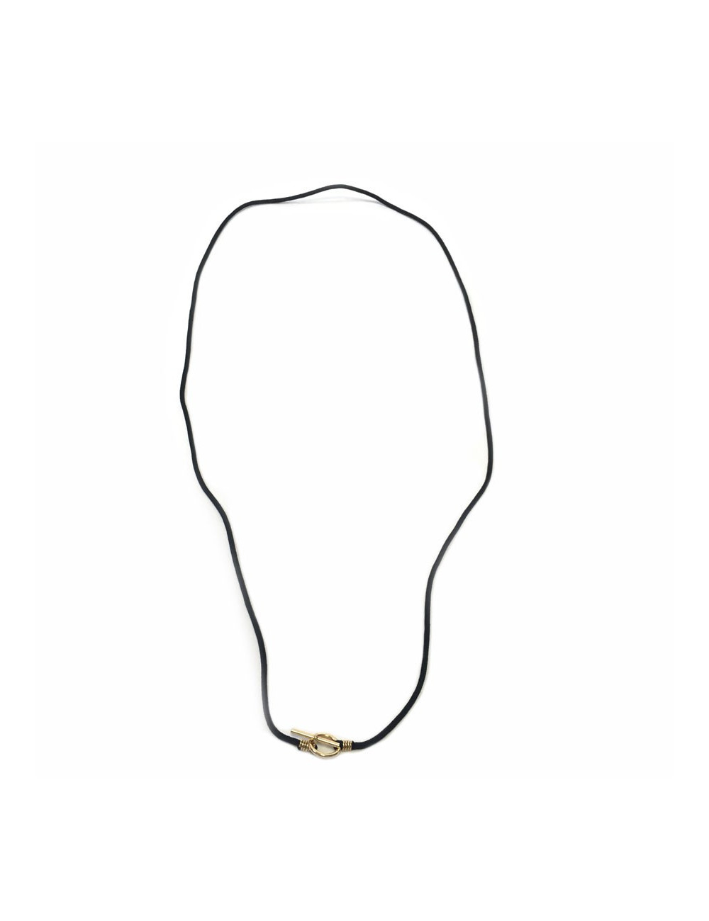 HERMES necklace in gold and black fabric cord