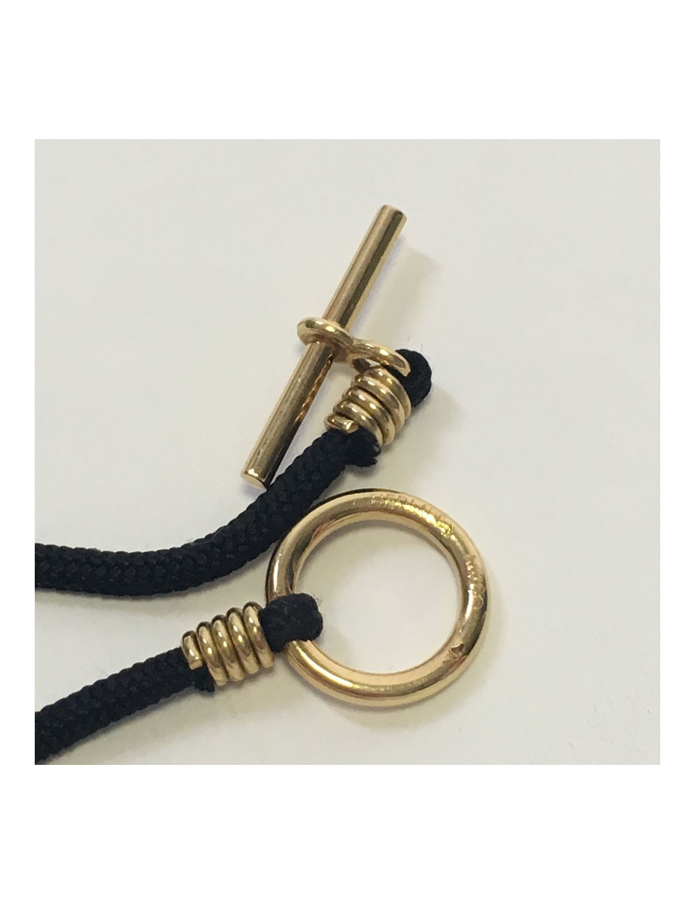 HERMES necklace in gold and black fabric cord