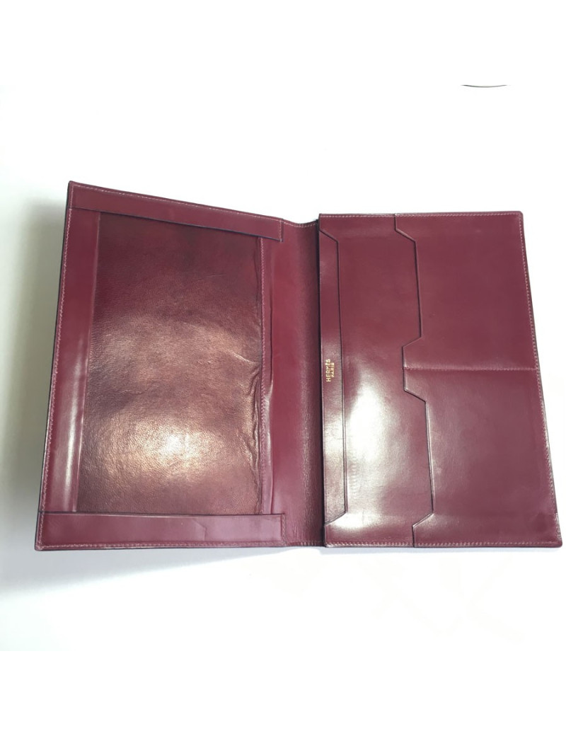 xxx Pochette à courrier HERMES en cuir bordeaux vintage
