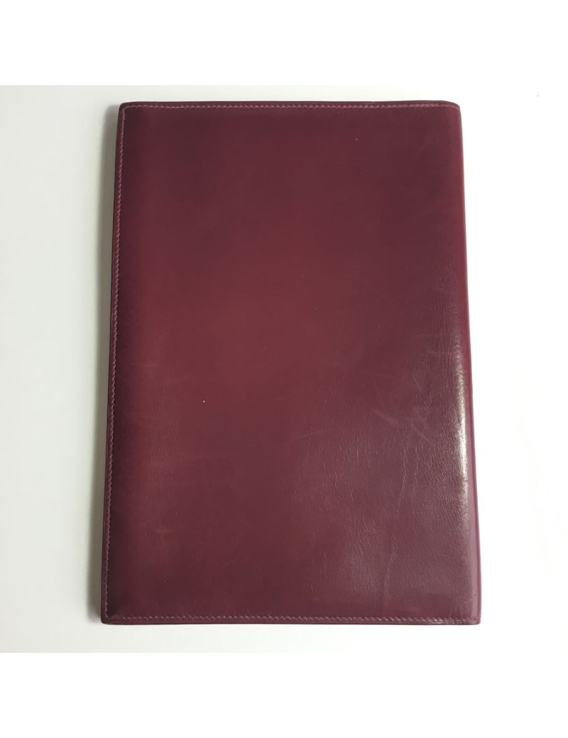  Pochette à courrier HERMES en cuir bordeaux vintage