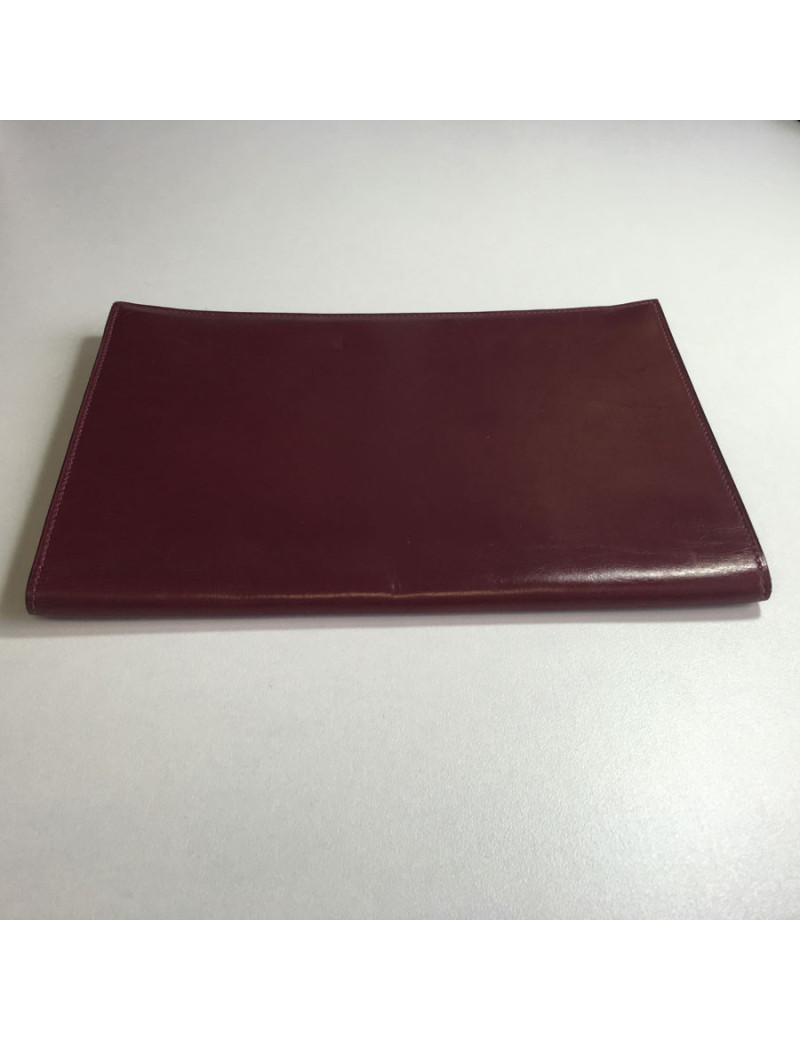  Pochette à courrier HERMES en cuir bordeaux vintage