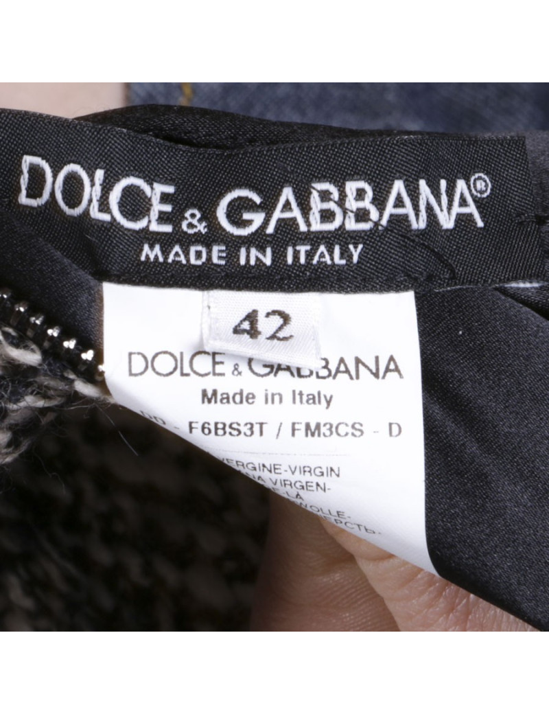 Robe DOLCE & GABBANA en laine noire et blanche T 42 it