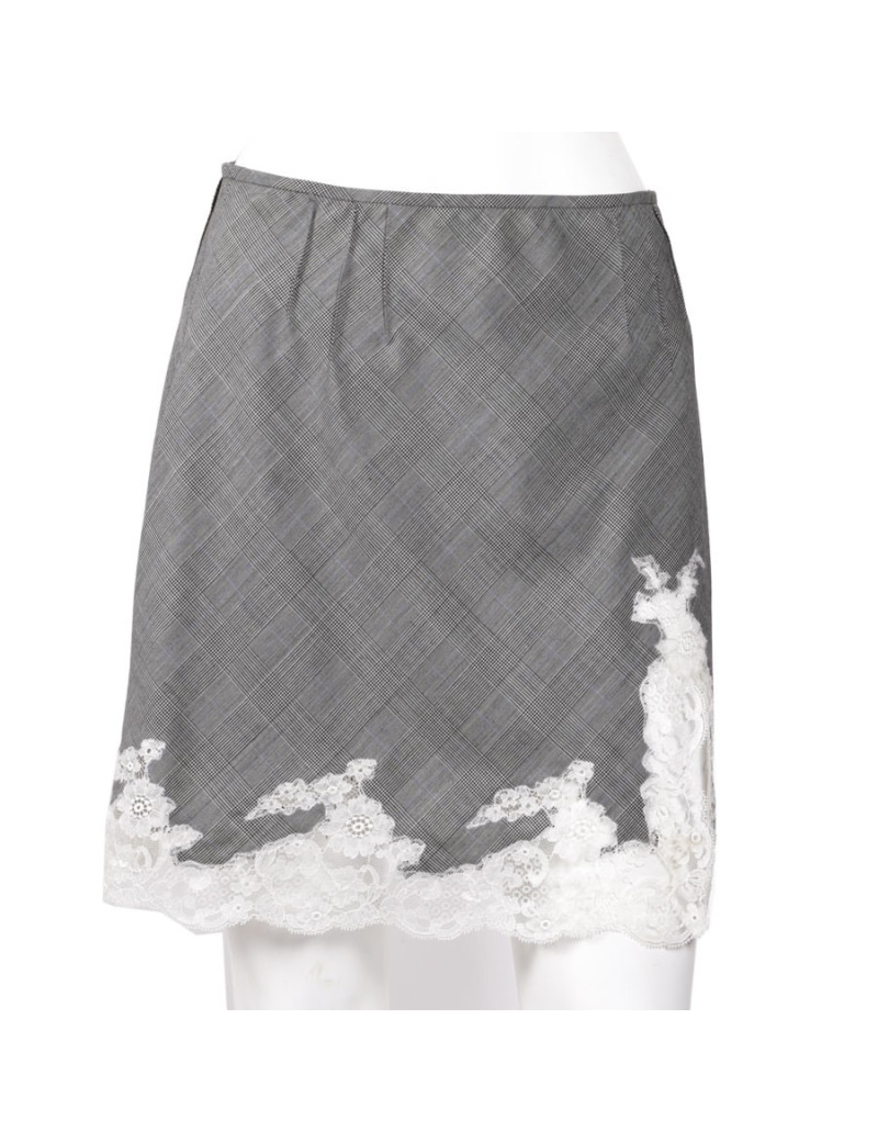 Jupe DIOR T38  tissu prince de Galles et dentelle 