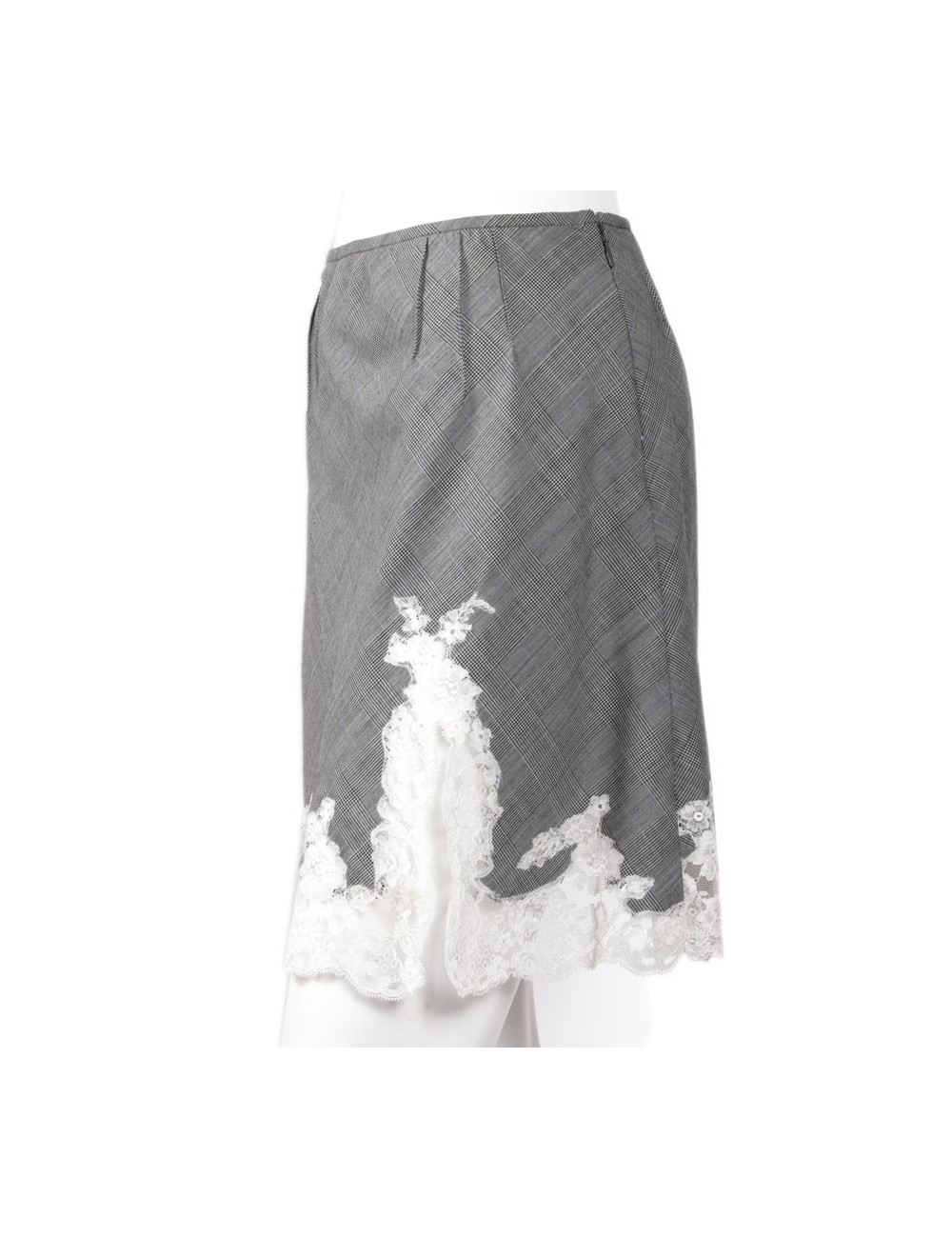 Prince de Galles CHRISTIAN DIOR T38 fabric skirt and lace
