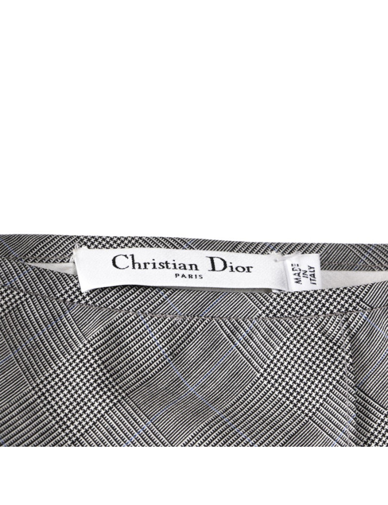 Jupe CHRISTIAN DIOR T38 tissu Prince de Galles et dentelle 