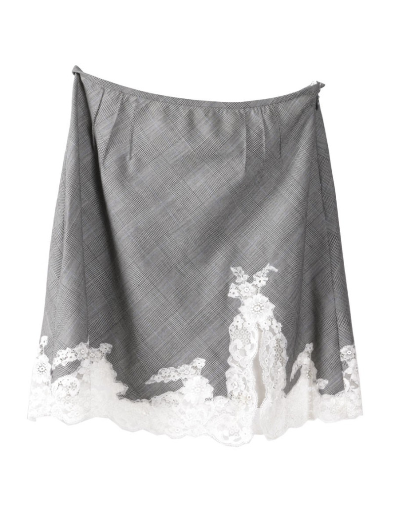 Prince de Galles CHRISTIAN DIOR T38 fabric skirt and lace