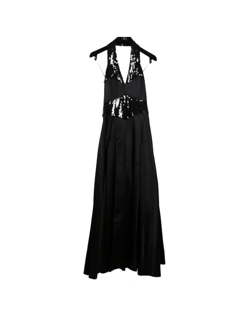 Robe du soir CHANEL t 36 noire en soie à sequins