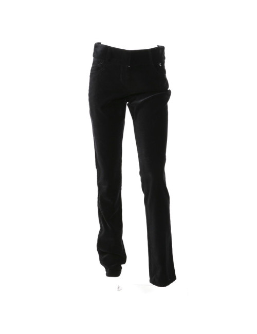 Pantalon CHANEL T 36 en velours de soie noire