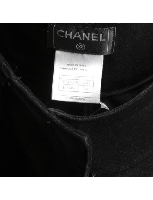 Pantalon CHANEL T 36 en velours de soie noire