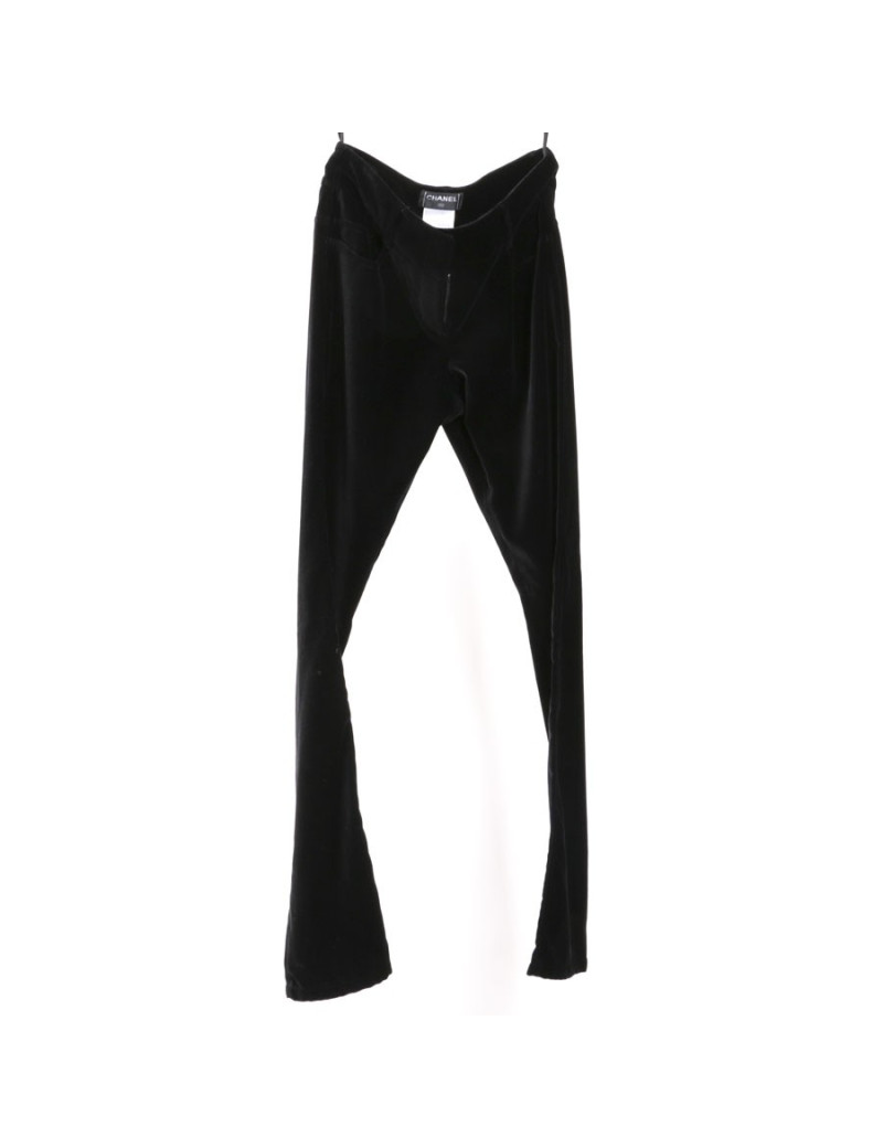 CHANEL T 36 pants in black silk velvet