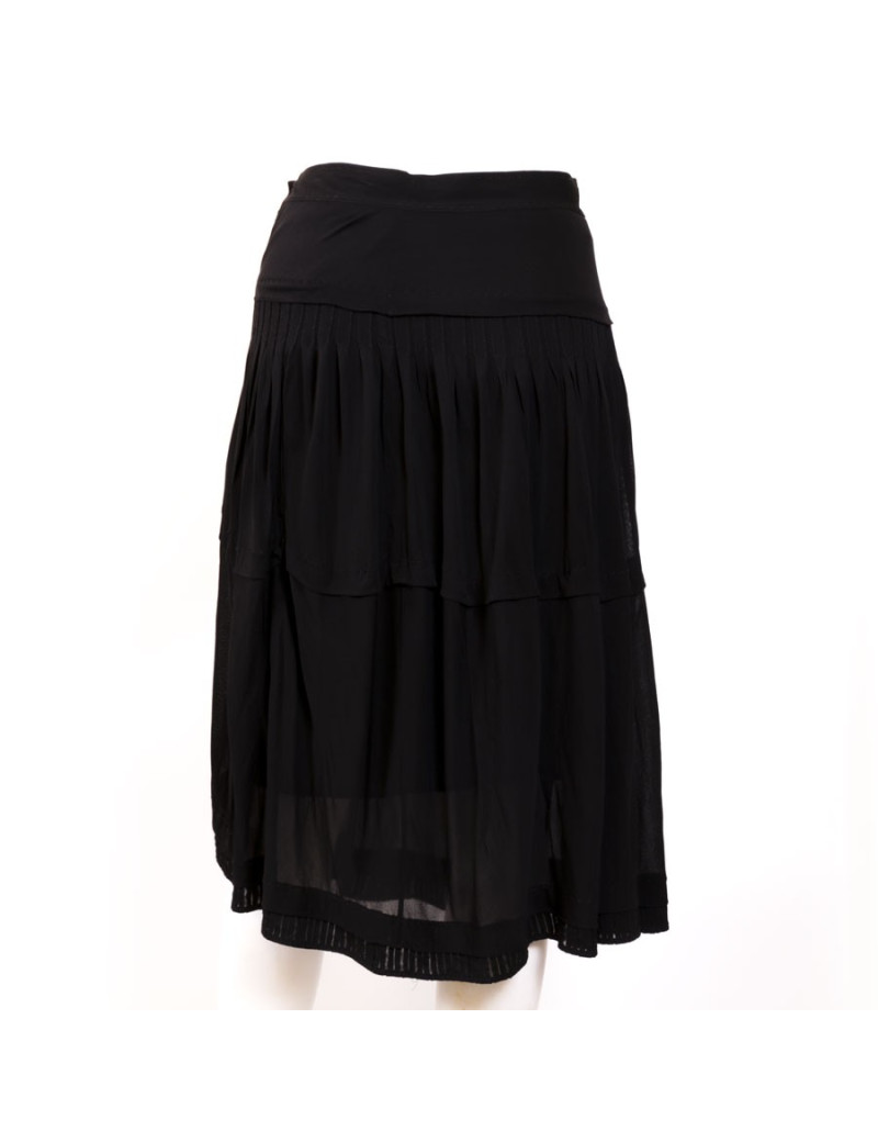 Skirt YVES SAINT LAURENT black silk chiffon